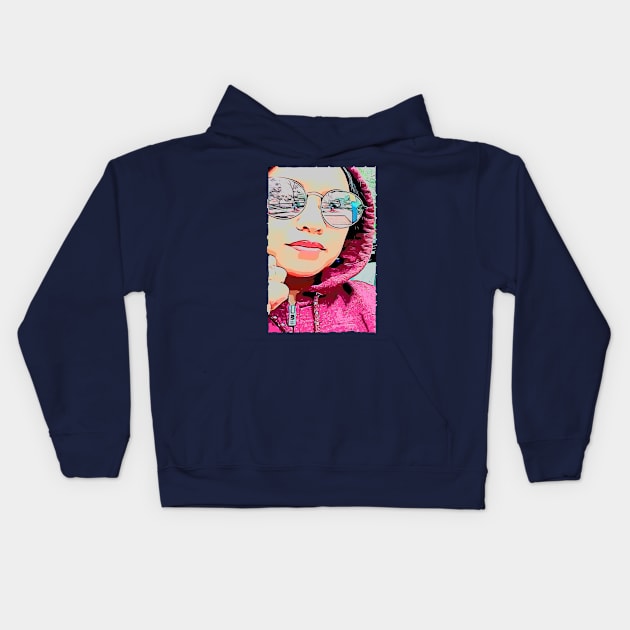 Lady in a Hoodie Kids Hoodie by CDUS